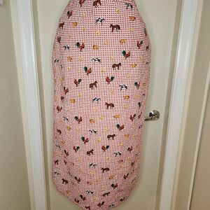 Vintage Gingham Baby Crib Mat Farm Animal